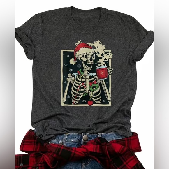 holiday Tops - Gray Christmas graphic T-Shirt